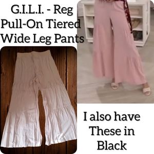 G.I.L.I. - Regular Pull-On Tiered Wide Leg Pants